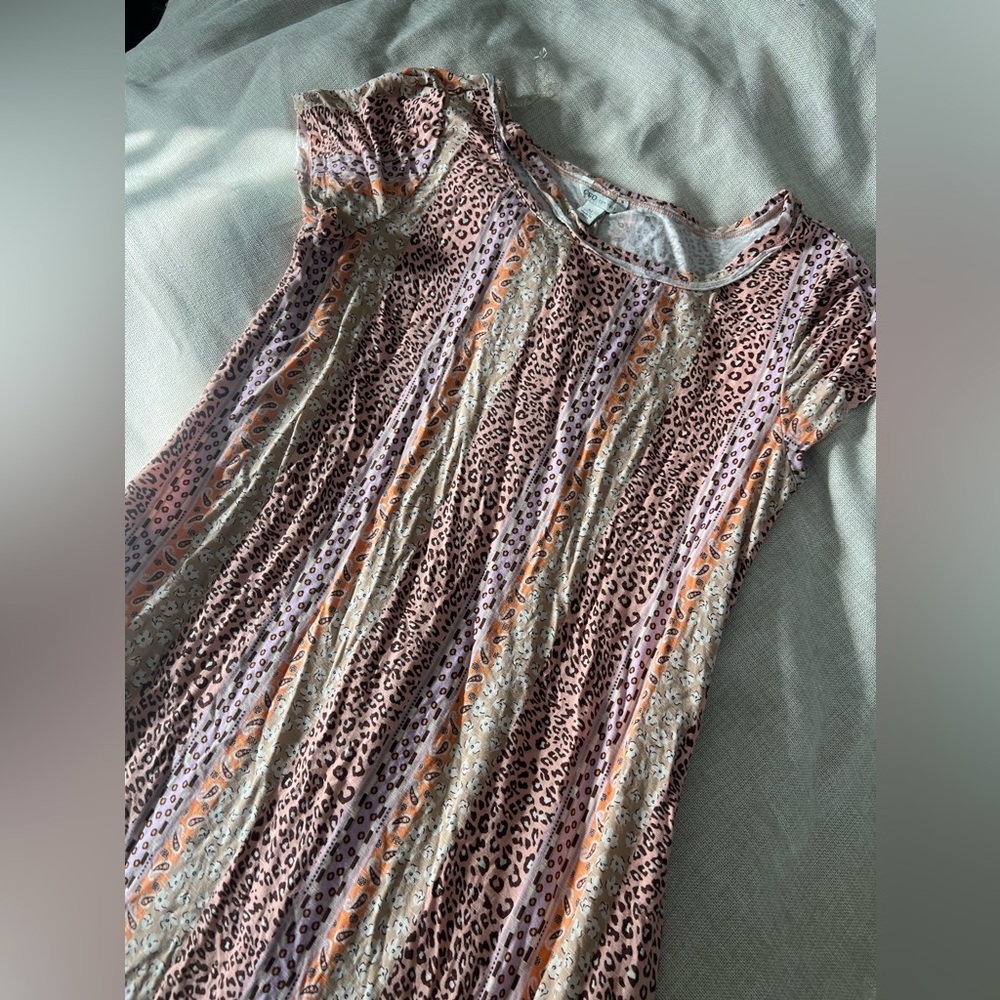 Cato Pastel Pattern Pocket Tshirt Dress Size Medium
